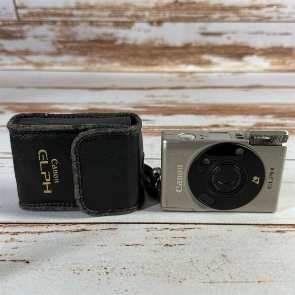 Canon ELPH APS Film Camera Silver with Case & Built-in Flash
